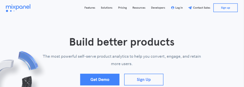 mixpanel home page for CRO 