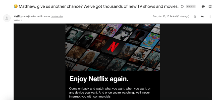 netflix remarketing email