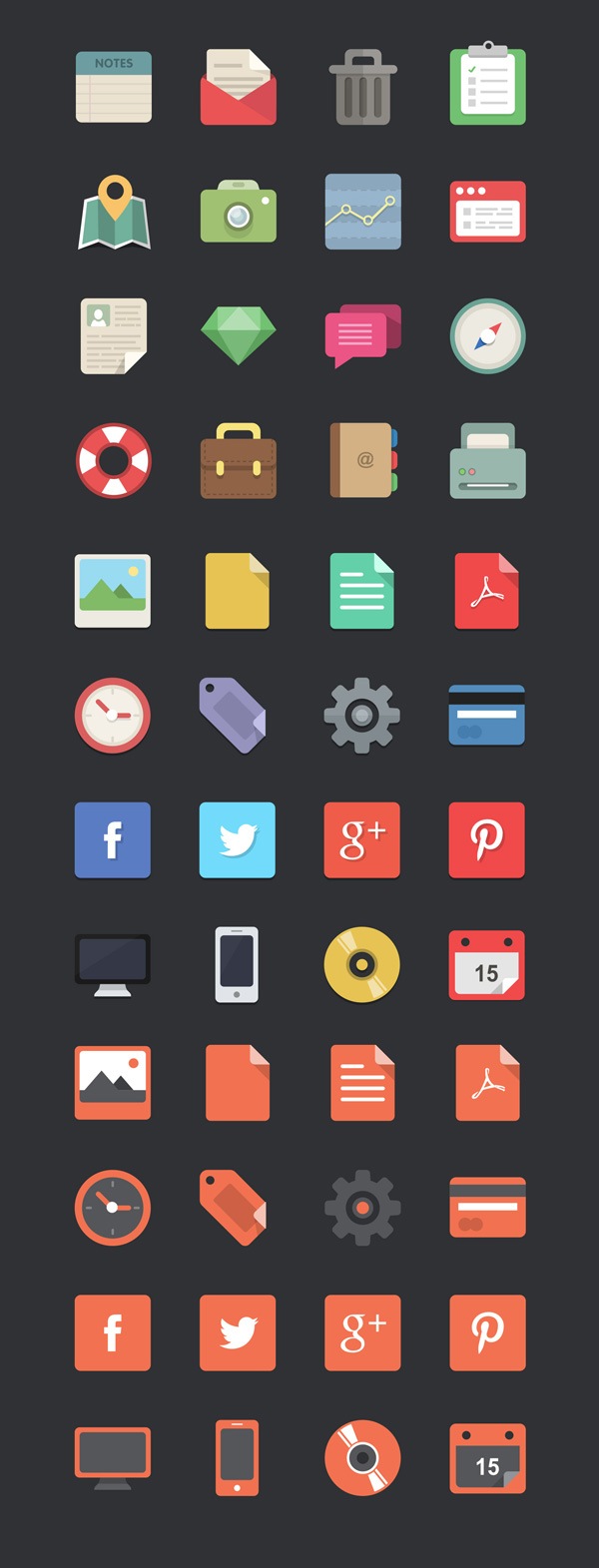 New free website graphics: Free Download: 48 Flat Designer Icons