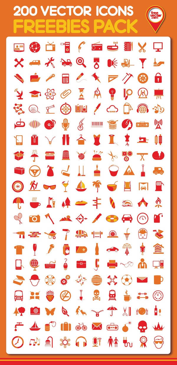 New free website graphics: Free Download: 200 Vector Icons