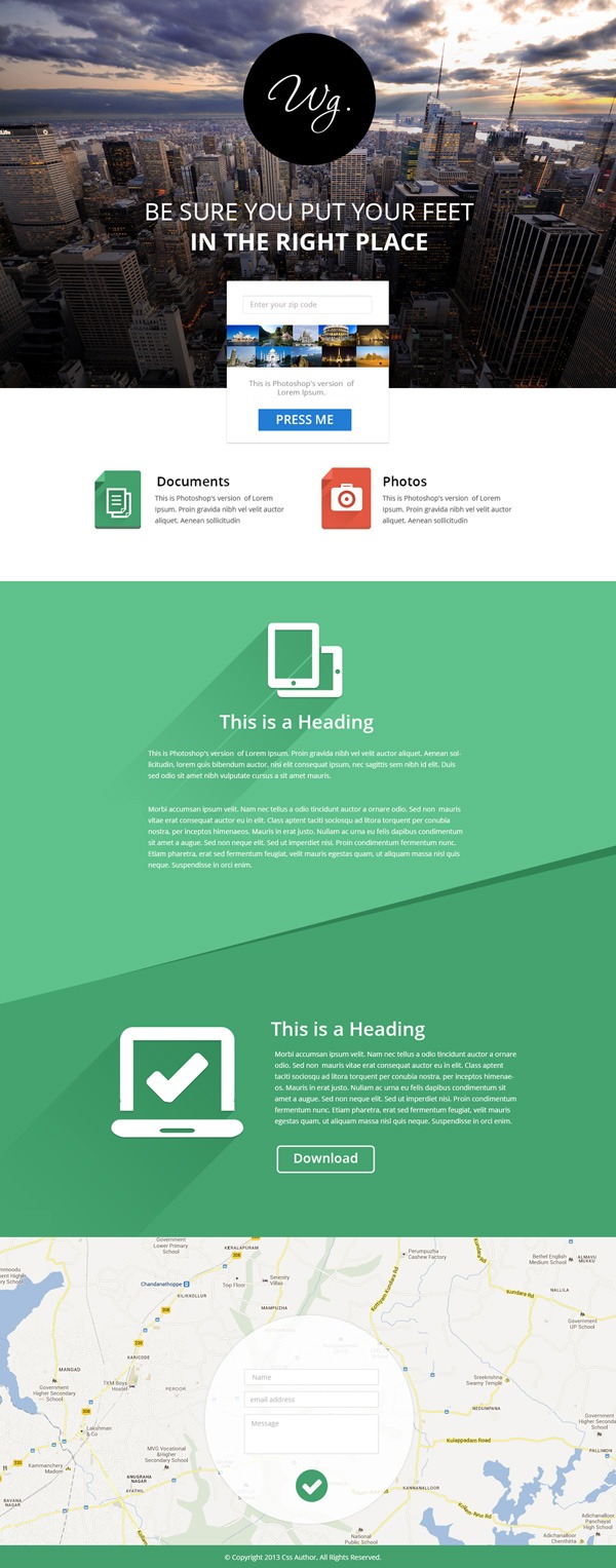 New free website graphics: Single Page Website Template PSD