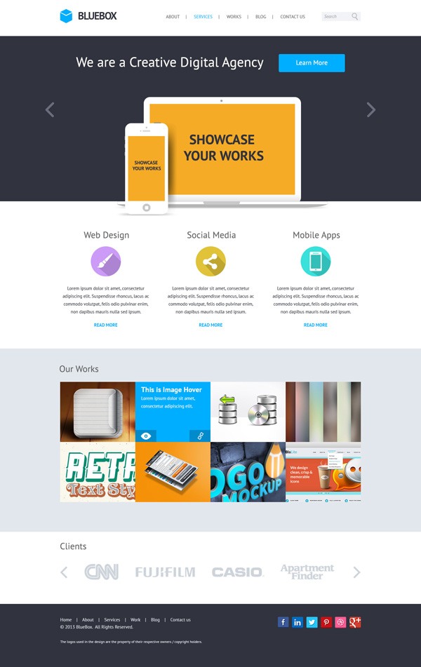 New free website graphics: BlueBox: Flat Website PSD Templates Design