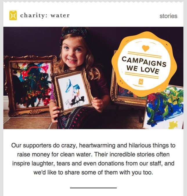 charity: water newsletter image example