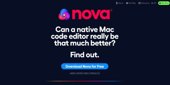 Nova website homepage