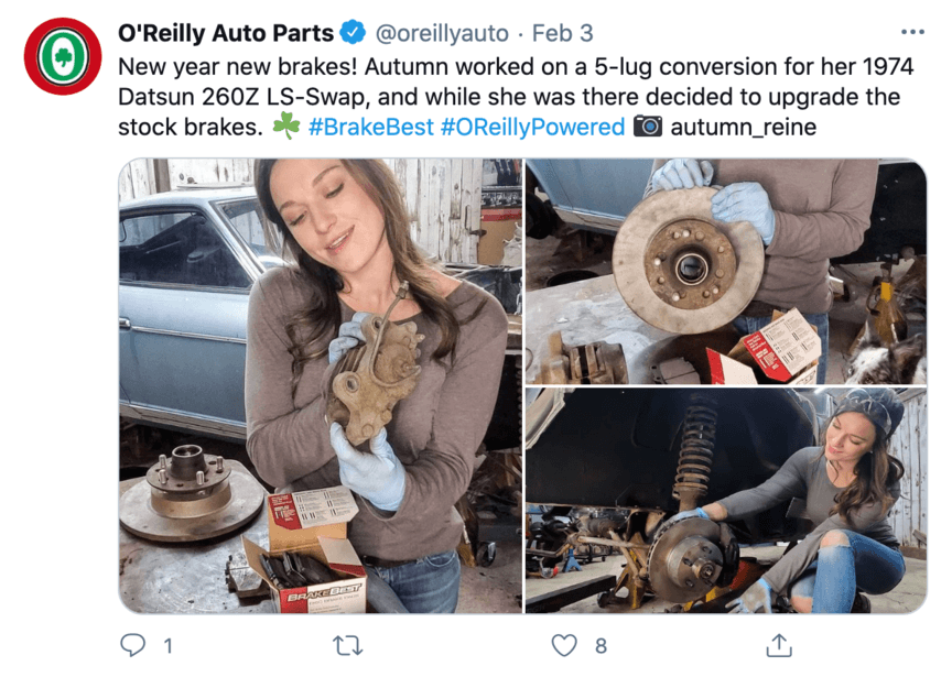 o reilley auto parts twitter post