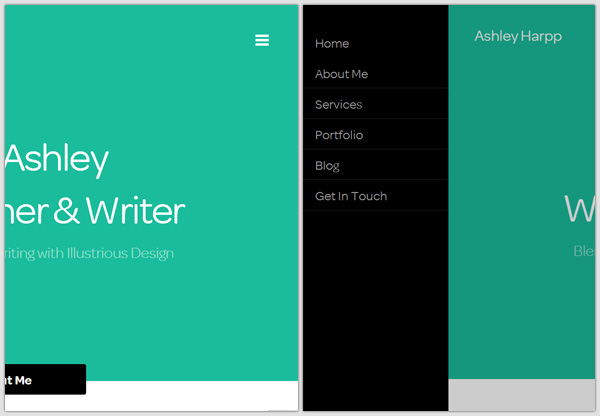 Off-canvas menu example: Ashley Harpp