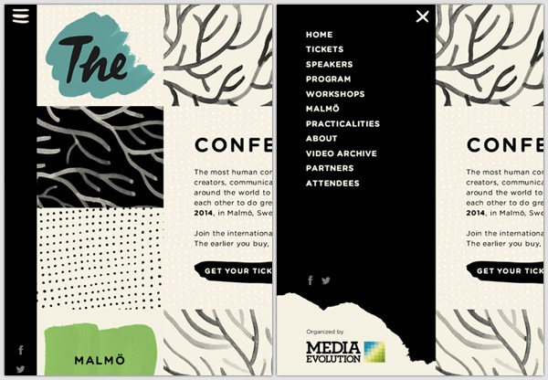 Off-canvas menu example: Media Evolution 2014