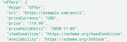 Offer schema markup example