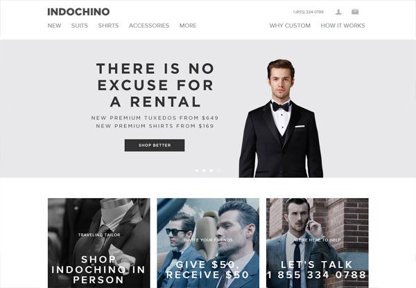 Online shop example: Indochino