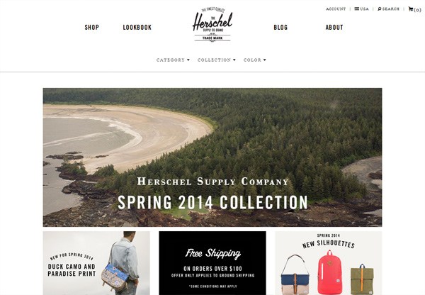 Online shop example: Herschel Supply Co