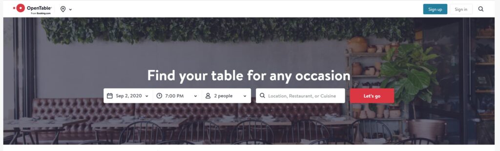 OpenTable business review site