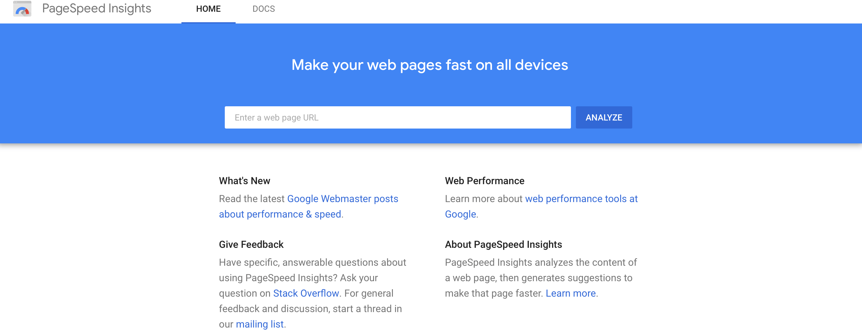 page speed insights