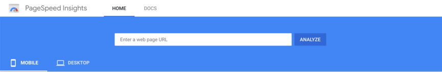 pagespeed insights entry bar