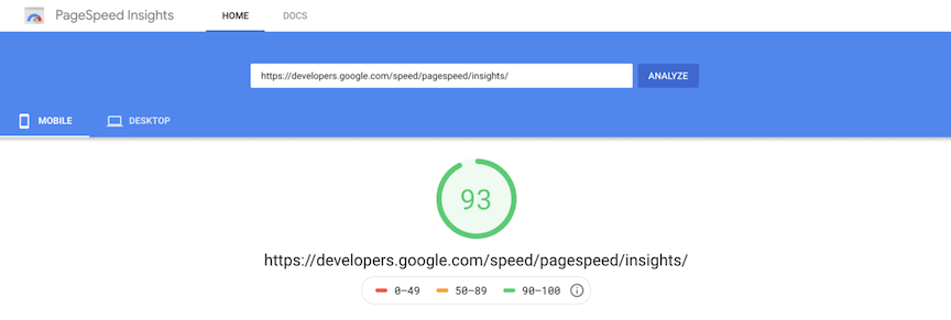 PageSpeed Insights report example