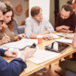 People sitting at a table working together