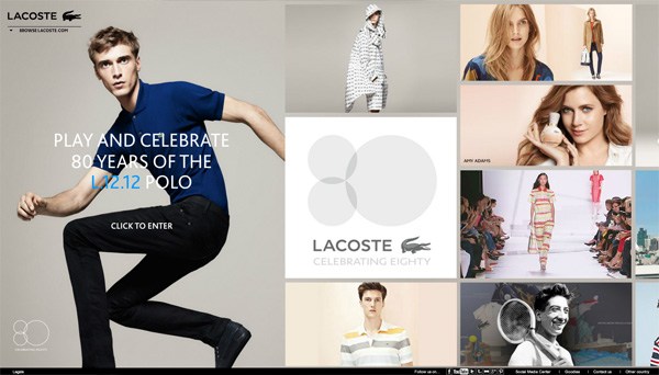 Example of photos of people in website design: LACOSTE