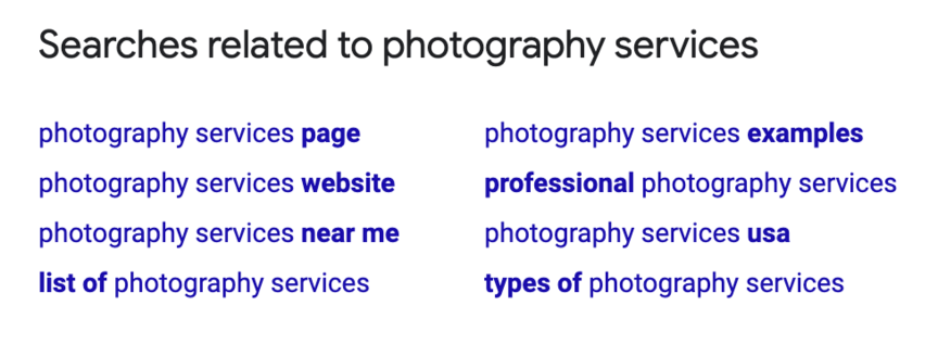 photography services google related keywords 1