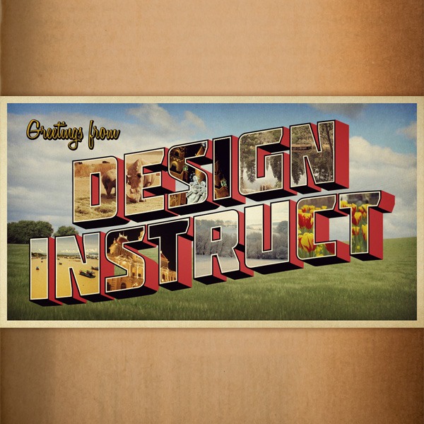 Design a Retro Postcard with 3D Text