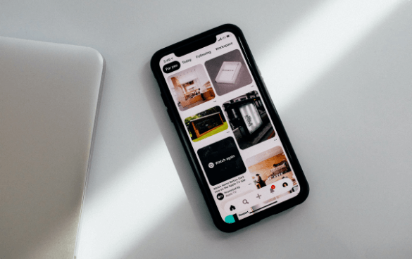 Phone with Pinterest app open