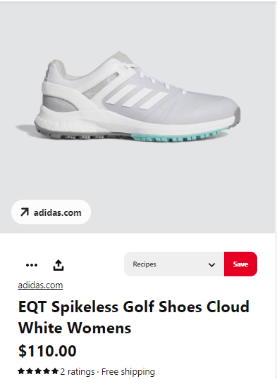 Adidas shoes in a product pin from Pinterest