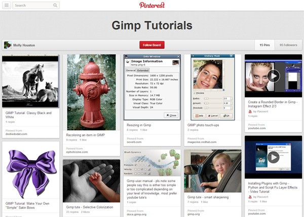 Pinterest GIMP tutorials