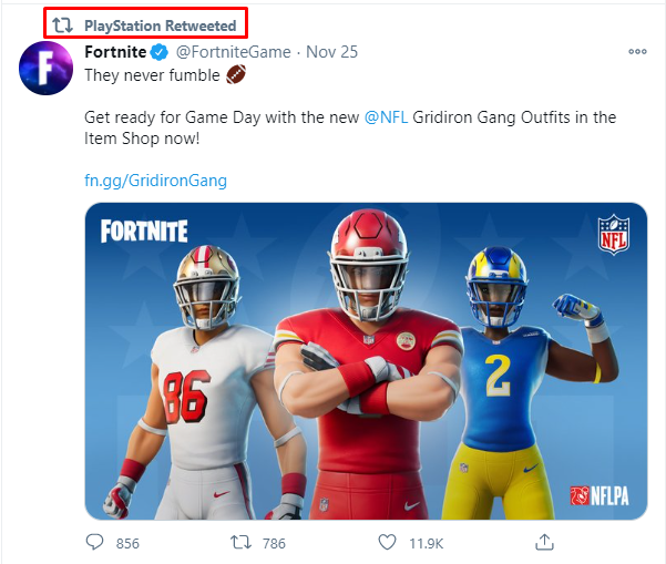 playstation fortnite tweet