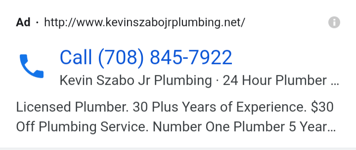 plumbing call only ppc ad