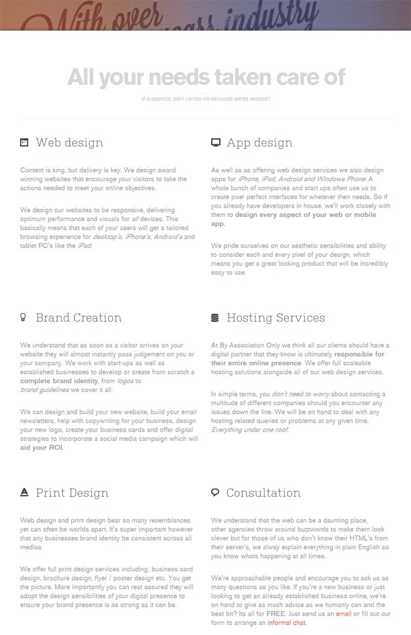 portfolio website design 26services section tip valuepropbyassociation