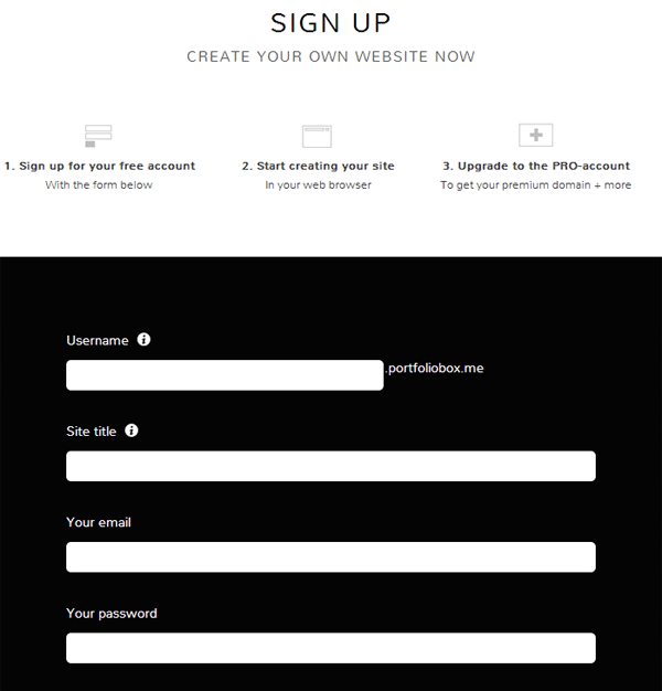 portfoliobox free signup