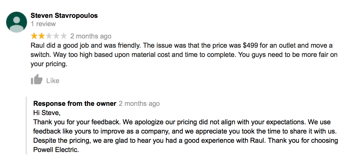 positive owner response on negative review