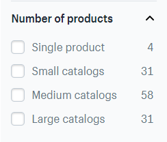 List of number of products for a shopify layout