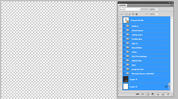 A Photoshop file where all layers are hidden.