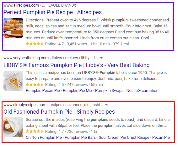 pumpkin pie search results