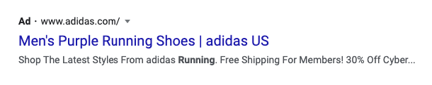 Ad content for purple running sneakers