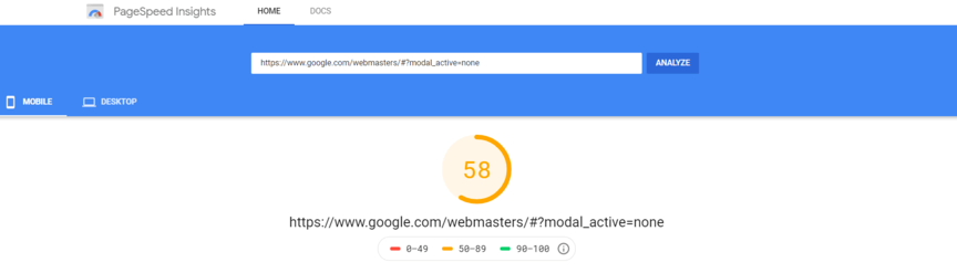 Page speed test for re-optimizing content for SEO