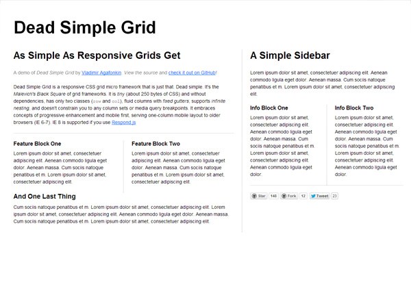 Responsive CSS grid: Dead Simple Grid