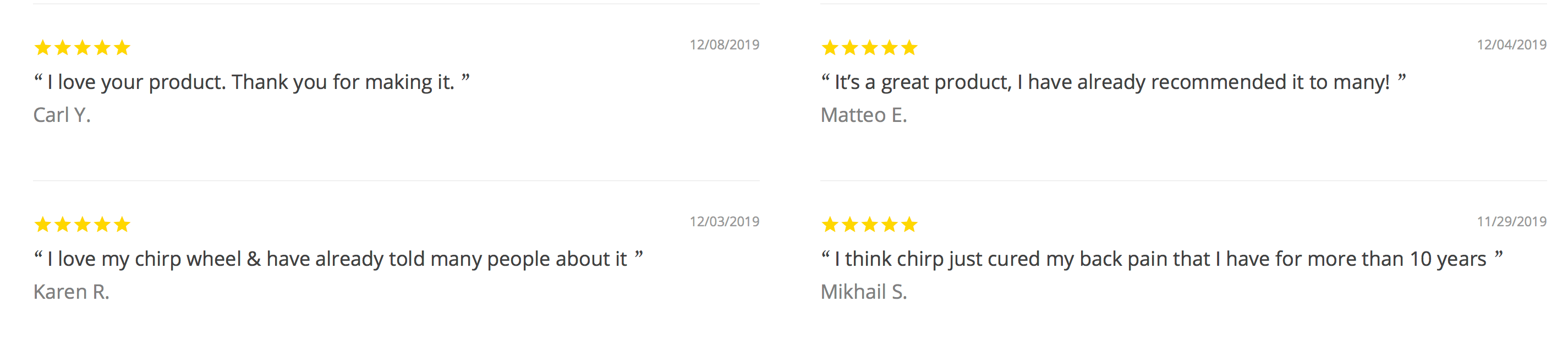 reviews on chirp wheel product