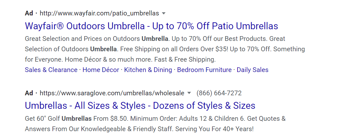 Search ads for ecommerce advertising