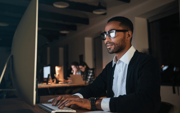 Man browsing on a computer