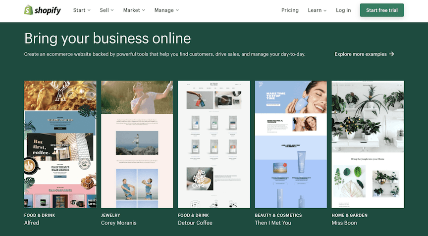 Shopify homepage