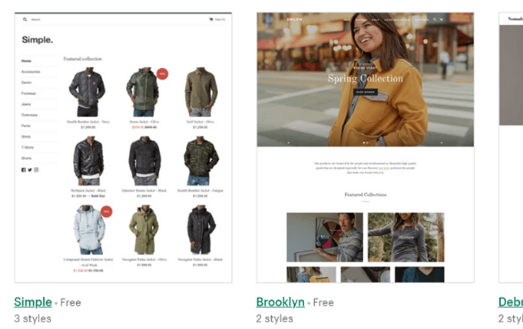 Themes on Shopify's website