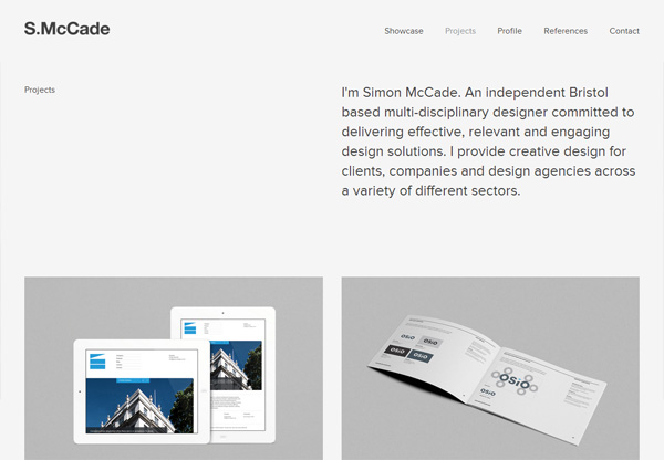 Simple portfolio website design for inspiration: www.simonmccade.com