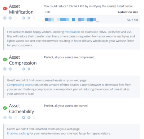 Page speed report for site speed checklist