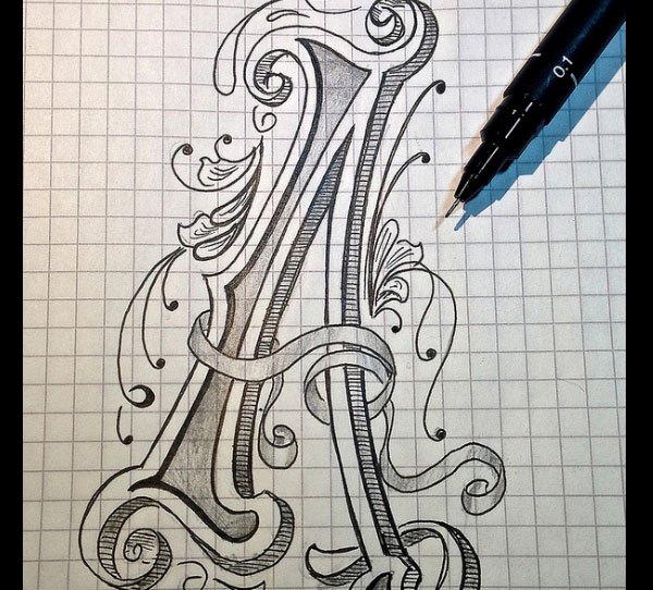 Sketch - Letter A for Alphabet by Marius Mellebye