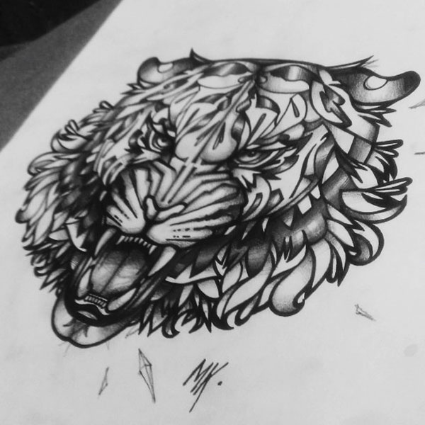 Sketch of tattoo Tiger by Masha Kovtun