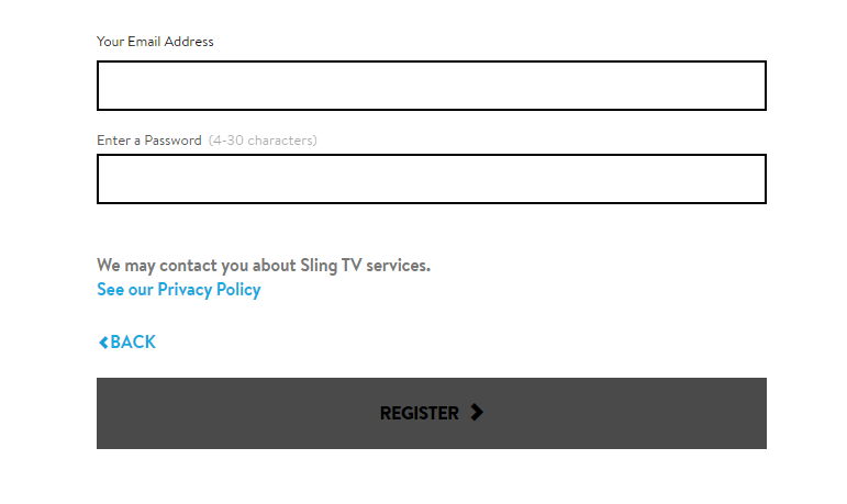 sling tv form