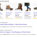 Ads on Google for snow boots