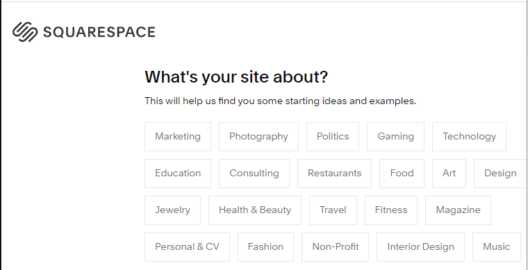 Questions from Squarespace for building a site