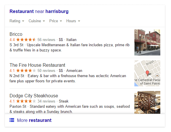 Google rating stars on Google My Business Listing