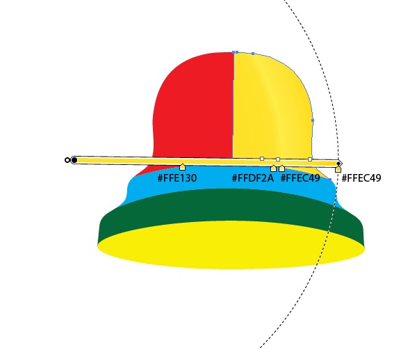 Apply the same radial gradient to both upper sides of the bell